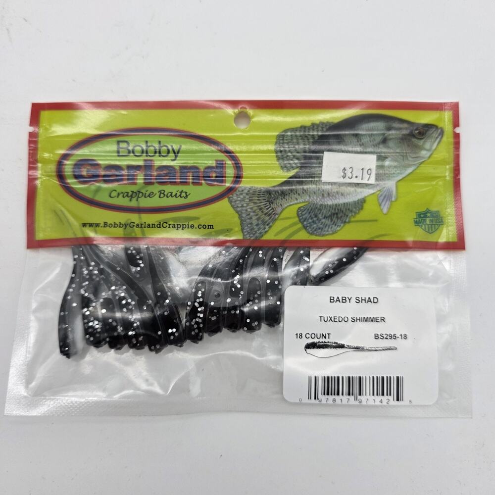 Bobby Garland Baby Shad Tuxedo Shimmer 2” Crappie Baits Lot 6 New 108 Total